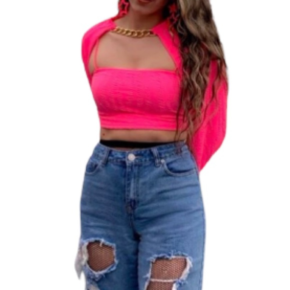 Hot Pink Textured Pink Cami Top Womens - Picture 6 of 6